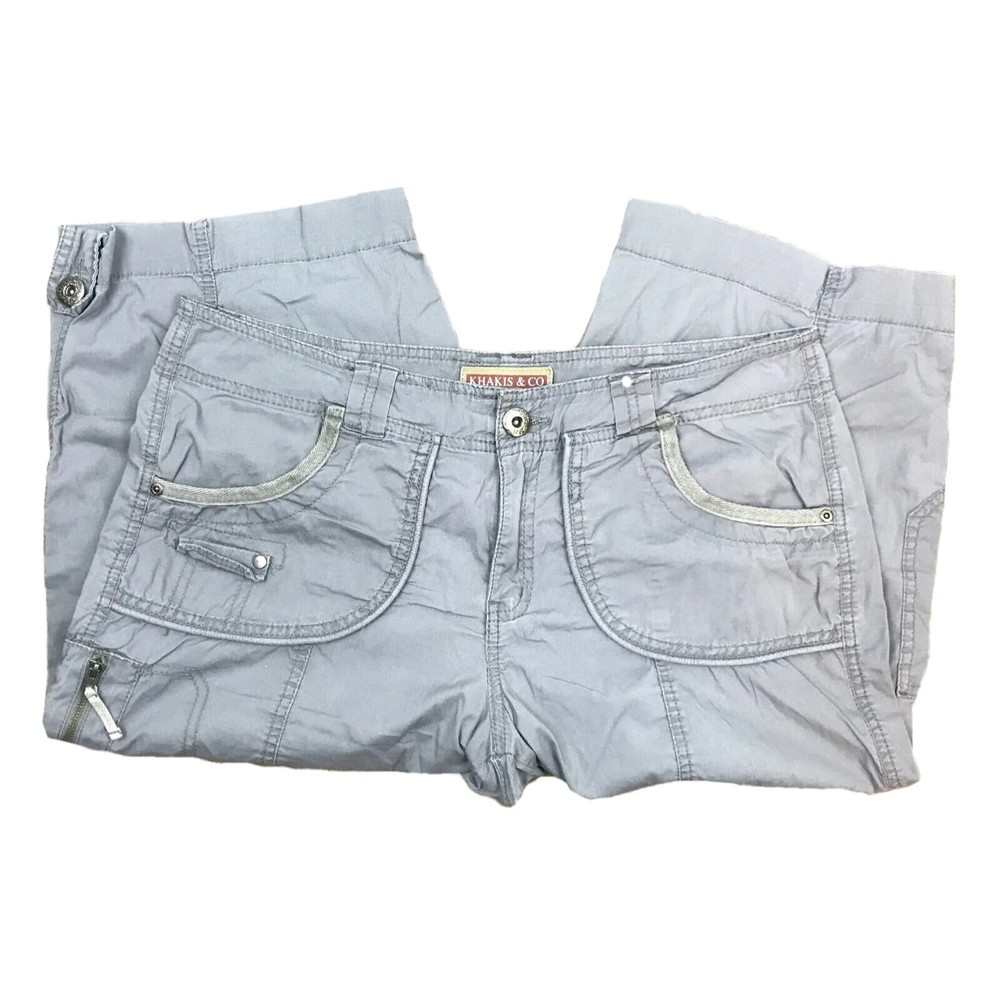 Khakis & Co Womens Sz 8 Capri Cropped Pants Gray Stretch Hiking Outdoor Camping